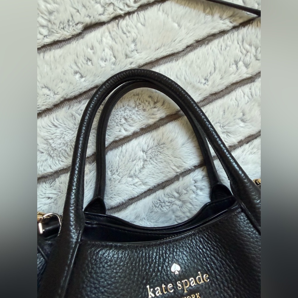 kate spade Black Pebbled Leather Tote with Top Handles - Picture 4 of 8